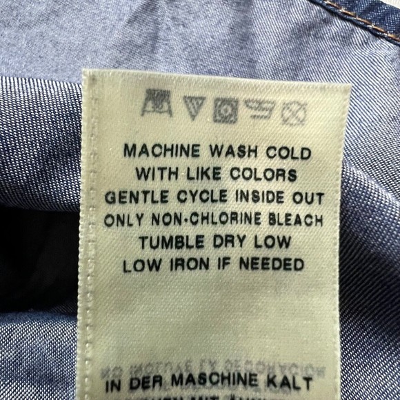 True Religion Chambray Shirt Utility Dress Sleeveless Tie Waist Dark Wash Sz Sm - Picture 9 of 11